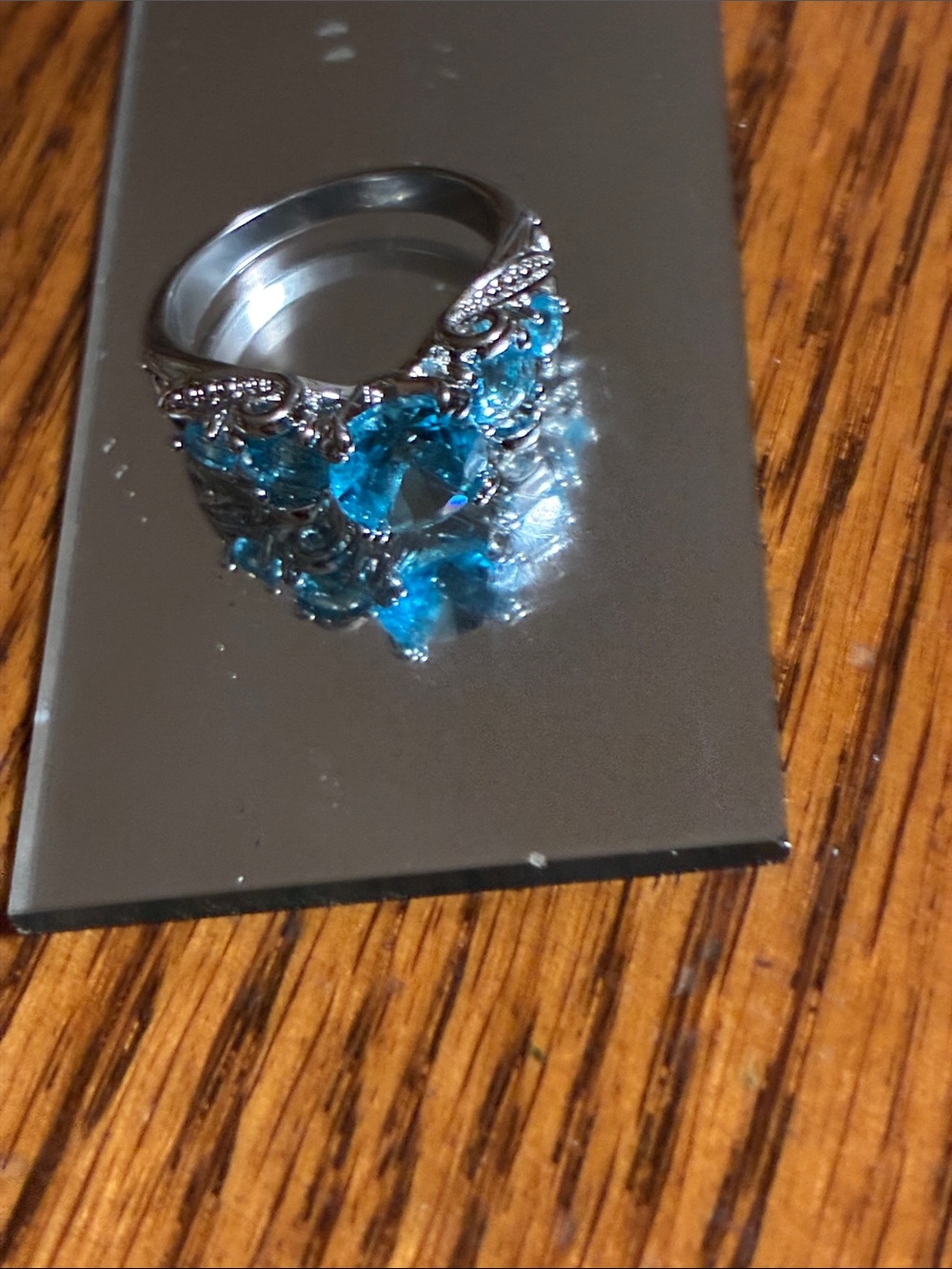 Silver Ring with Bright Blue Gemstones